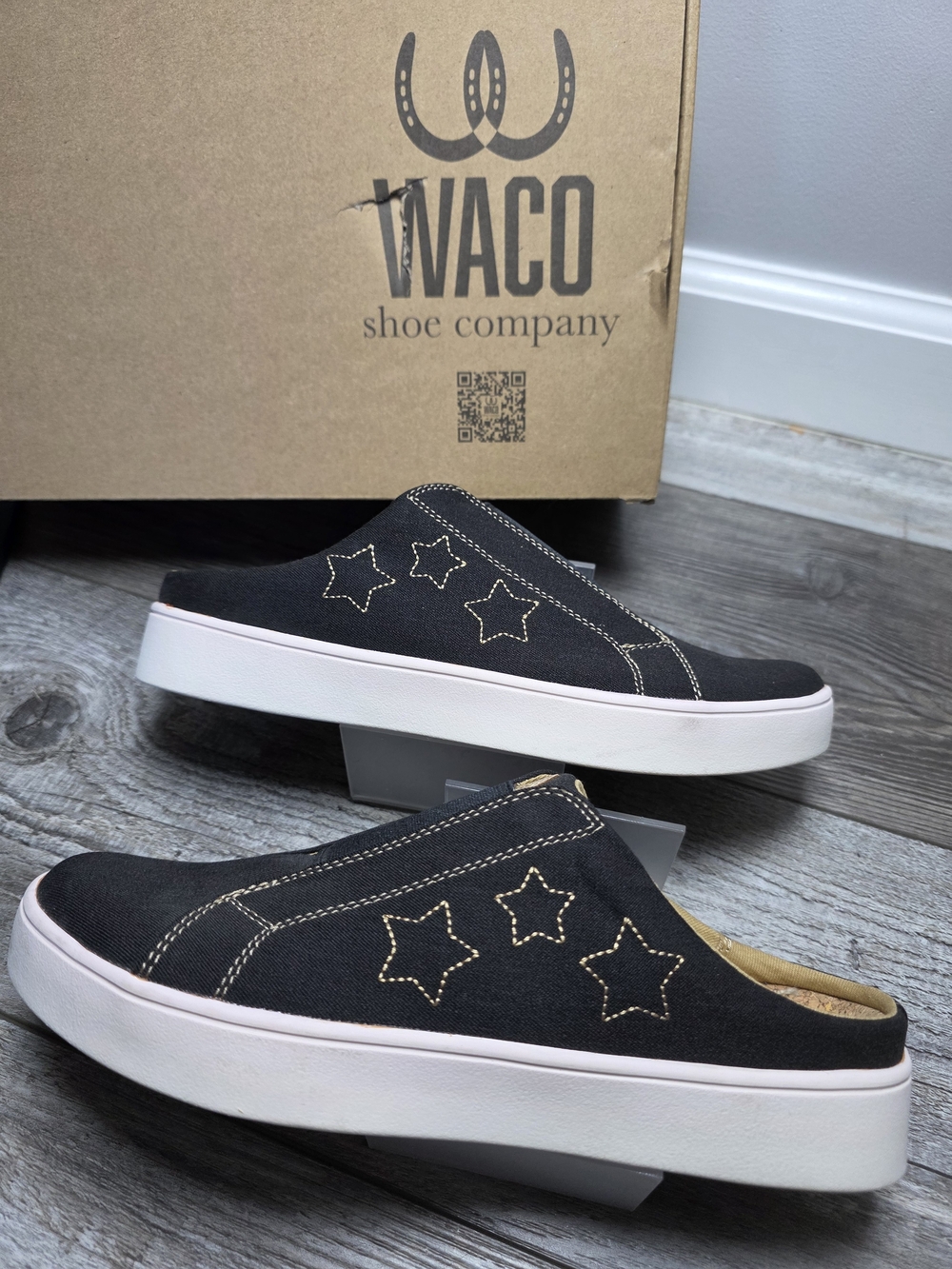 Revitalign WACO Womens Harmony Orthotic Soft Jersey Star Mule Shoes Sz 7.5 *NWB